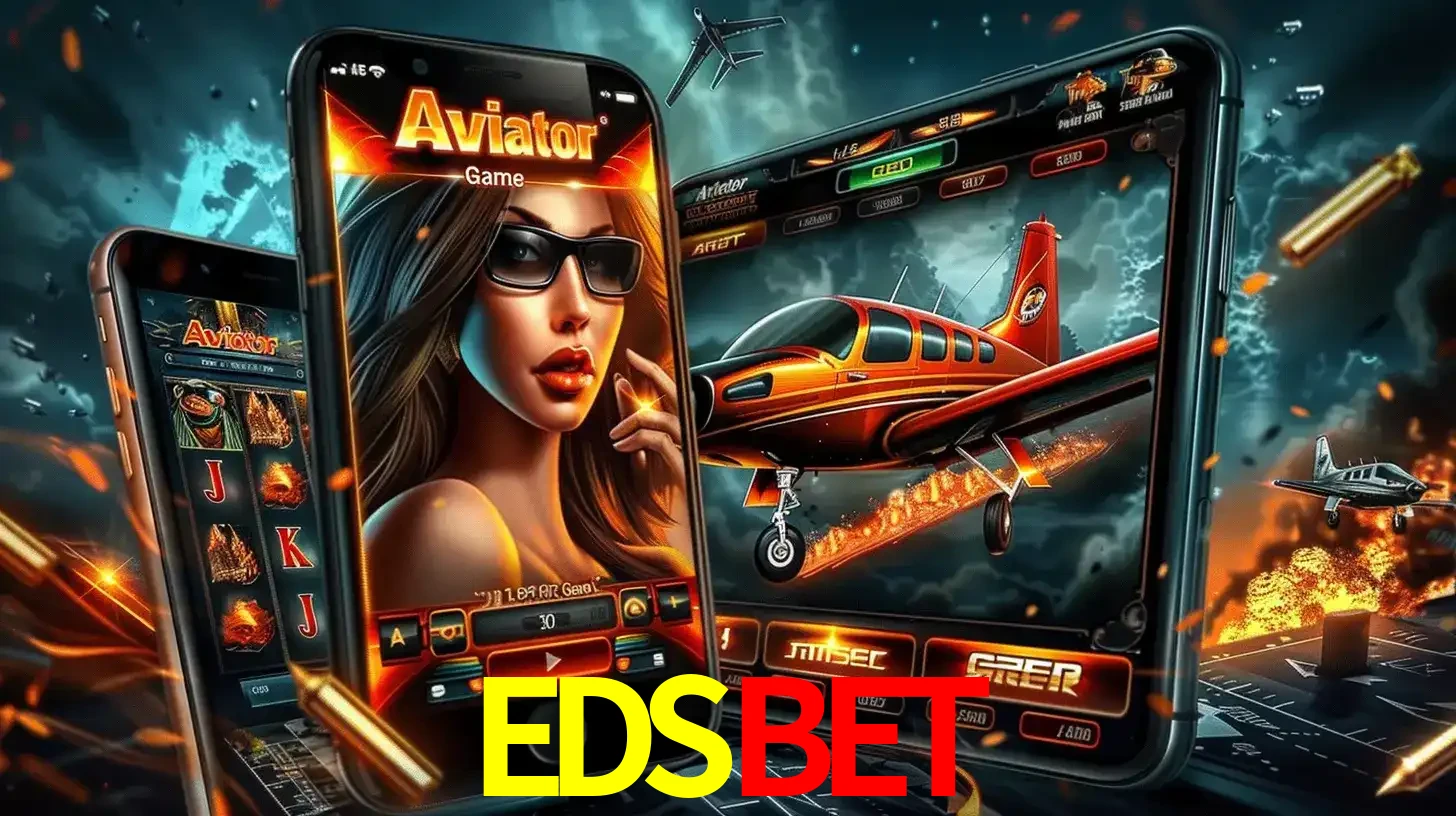 O popular jogo de apostas Aviator exibido em vários celulares e tablets, mostrando a interface emocionante e a ação de voo disponíveis para jogar agora no EDSBET.