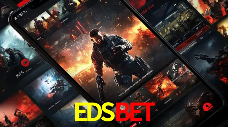Tela de um celular exibindo uma galeria de jogos de tiro com temática militar, mostrando a variedade de e-sports disponíveis para apostas na plataforma de entretenimento EDSBET.
