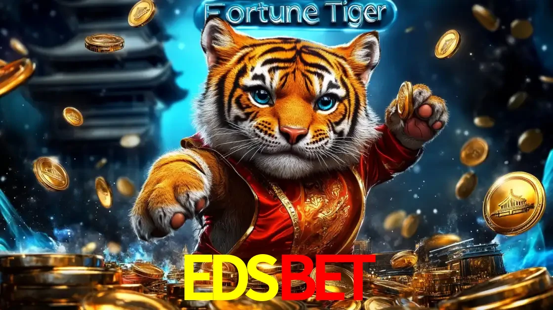 Imagem promocional do jogo de slot Fortune Tiger, com um tigre majestoso em traje tradicional cercado por uma fortuna em moedas de ouro, disponível agora no cassino EDSBET.