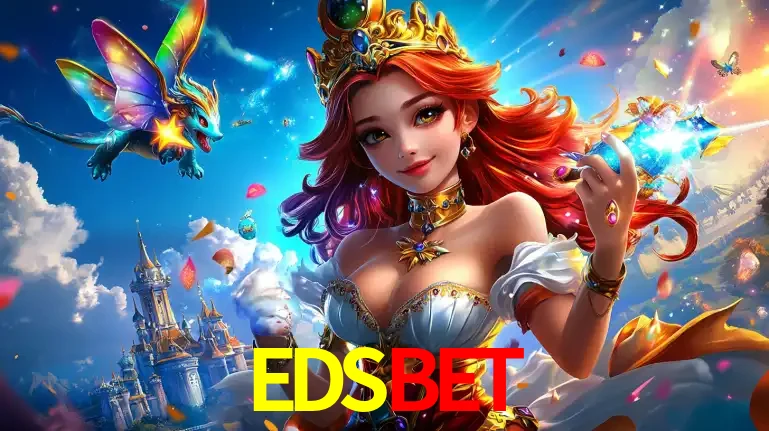 A princesa de um reino de fantasia mágico, com seu pequeno dragão, apresentando um mundo de prêmios encantados nos jogos de caça-níqueis do cassino EDSBET.